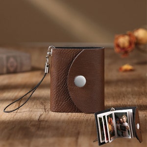 Mini porte-clés personnalisé pour album photo, porte-clés en cuir synthétique polyuréthane, photo et nom à personnaliser, cadeau pour elle/lui, cadeau fête des pères, cadeau d'anniversaire