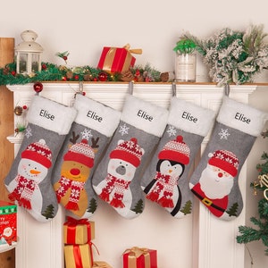 Gepersonaliseerde kerstsok - kerstsokken met namen - 3D geborduurde sjaal kerstsokken - decoraties voor de feestdagen