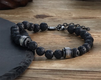 Personalized Father's Day Bracelet for Dad,Handmade Beaded Bracelet,Custom Kid Name Bead Bracelet,Father's Day Gift for Dad/Grandpa/ Husband