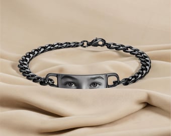 Personalized eye print picture Bracelet, Eyes Photo Custom Gift, I see You Bracelet, Stainless steel bracelet, gift for boyfiend
