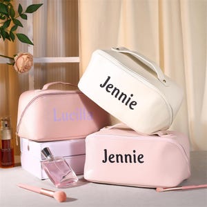 Personalised Makeup Bag,Custom Name Makeup Bag,PU Leather Toiletry Bag,Bridesmaid Gift,Travel Cosmetic Case,Jewelry Box Gift for Her
