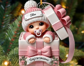 Personalized Baby First Christmas Ornament, 2D Acrylic Christmas Tree Decoration,Christmas Gift 2025 for Boy Girl,Gifts for New Parents