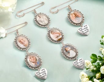 Personalised Bridal Bouquet Charm,Custom Flower Bouquet Photo Charm,Memory Remembrance Pin,Mini Charm,Wedding Memorial Keepsake