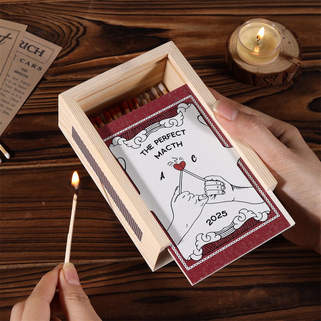Personalized Wooden Large Matchbox,custom“the Perfect Match” Box With ...
