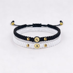 2 Sets of Customized Couple Initials Braided Rope Bracelets | Personalized Matching Partner Gifts for Couples/Him/Boyfriend Girlfriend