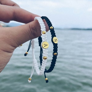 2 juegos de pulseras de cuerda trenzadas con iniciales de pareja personalizadas/regalos personalizados a juego para parejas/él/novio novia