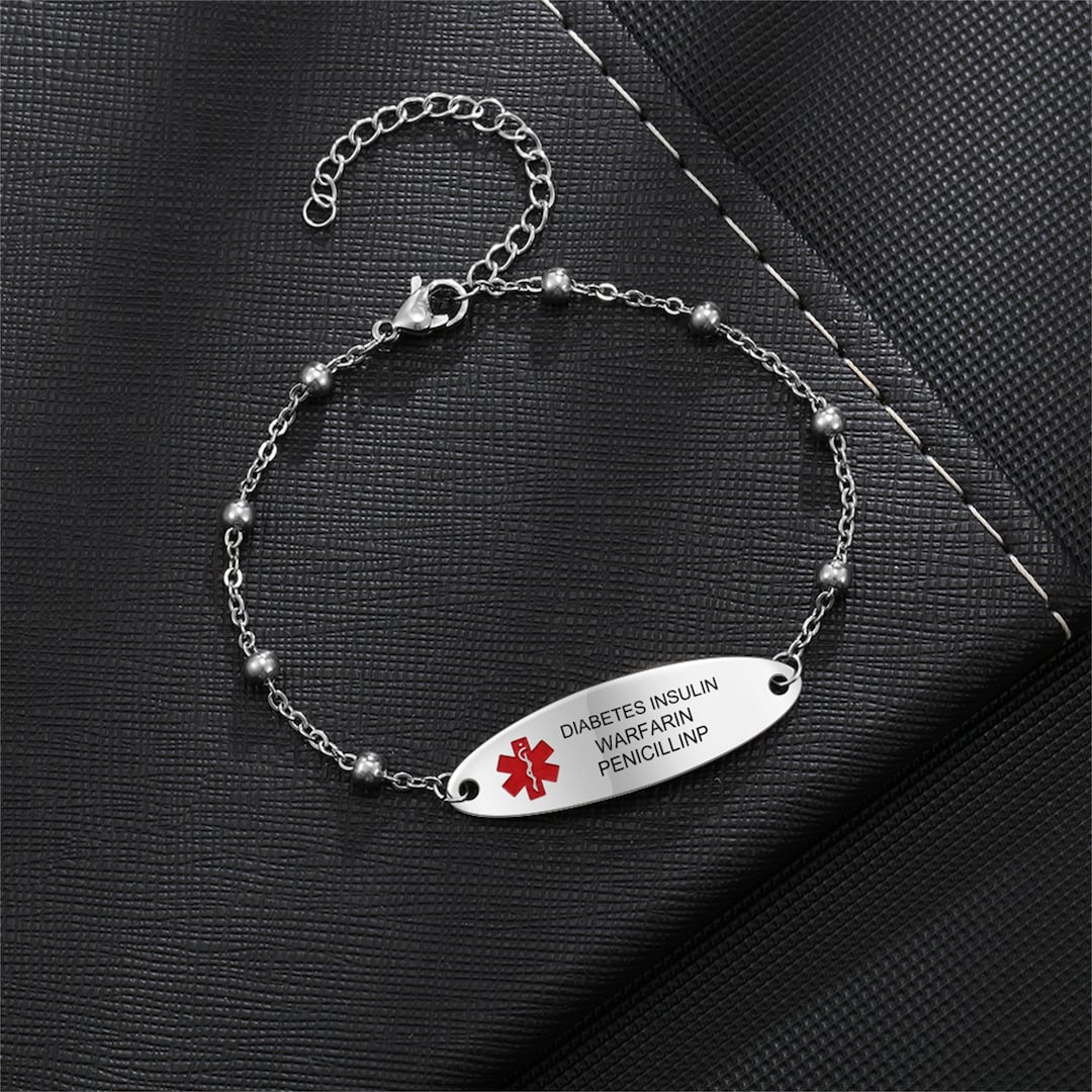 Personalize Women Medical Alert Bracelet,custom Medical Bracelet