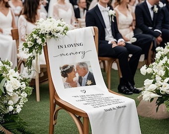Reserved Wedding Memorial Chair Sign,Personalized Wedding Banner,Custom Memorial Wedding Sign,Memorial Chair Sign,Memory Linen Chair Sign