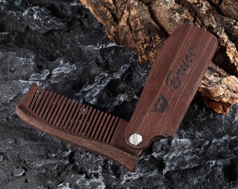 Personalized wooden beard comb, you can customize it with your own name and pattern, gift for men,gift for dad on Father's Day, gift for him