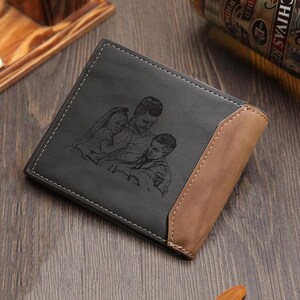 Cartera de cuero personalizada, cartera de cuero grabada personalizada, regalo para él, hombre, padre, papá, esposo, novio, regalo del día del padre