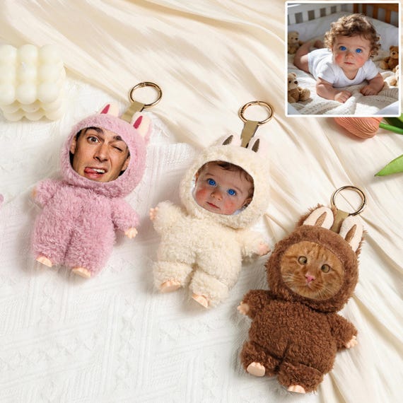 Custom Baby Keychain Personalized Photo Plush Keychain,custom Baby or Pet Keepsake,personalized  Face Doll Funny Gift Israel