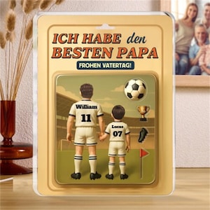 Obtuve el mejor regalo de fútbol para papá, placa de bloque de acrílico personalizada estilo tarjeta coleccionable para papá, abuelo, hombre y niños, regalo para papá, esposo y padre futbolero.