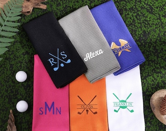 Op maat geborduurde golfhanddoek, gepersonaliseerd golfcadeau met monogram voor papa, cadeau golfliefhebber, golfaccessoires voor mannen, Vaderdagcadeau