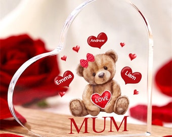 Mother Bear Gift,Heartwarming Mama Bear Family Name,Gift for Mum,Mother's Day Gifts,Love Desktop Decorations,Gift for Mum From Daughter