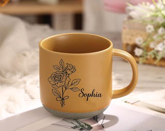 Personalized Large Ceramic Mug Family Gift,Custom Mug Birth Flower Mug,Coffee Mug,Gift for Her,Grandparents Gifts,Mother's Day Gifts Ideas