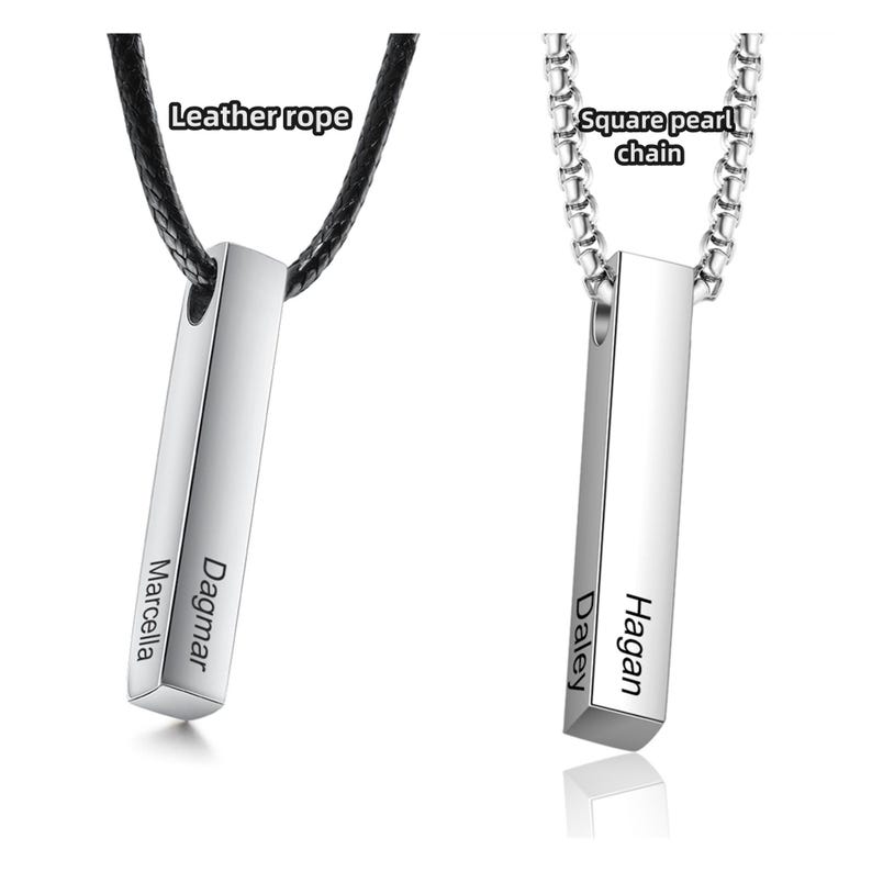 Personalized Men Necklace, Custom Engraved Bar Necklace, Personalized