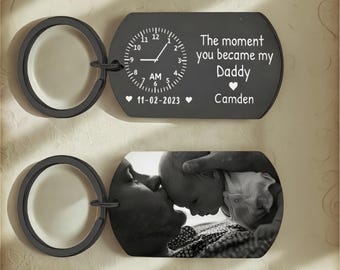 Portachiavi "Il momento in cui sei diventato mio papà", regalo con foto per neonato, portachiavi per neonato, regalo per neo-papà, regalo per la prima festa del papà per il marito