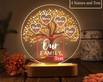 Custom Tree of Life Name Night Light,Personalized Family Tree Light Family Gift & Christmas Decoration,Gifts for Grandparents,Christmas Gift