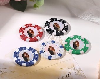 Custom Photo Poker Chips Set,Personalized Wedding Poker Chips,Engagement Party,Drink Tokens,Casino Night,Vegas Theme,Bridal Shower Gifts