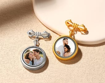Custom Photo Wedding Lapel Pin,Wedding Gift for Groom,Brooch for Groom,Boutonniere Photo Charm,Bridal Bouquet Charm,Memorial Pin for Groom