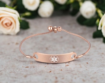 Personalized medical alert bracelet, medical bracelet for women, custom alarm ID,  allergies and diabetes,gift for people with epilepsy