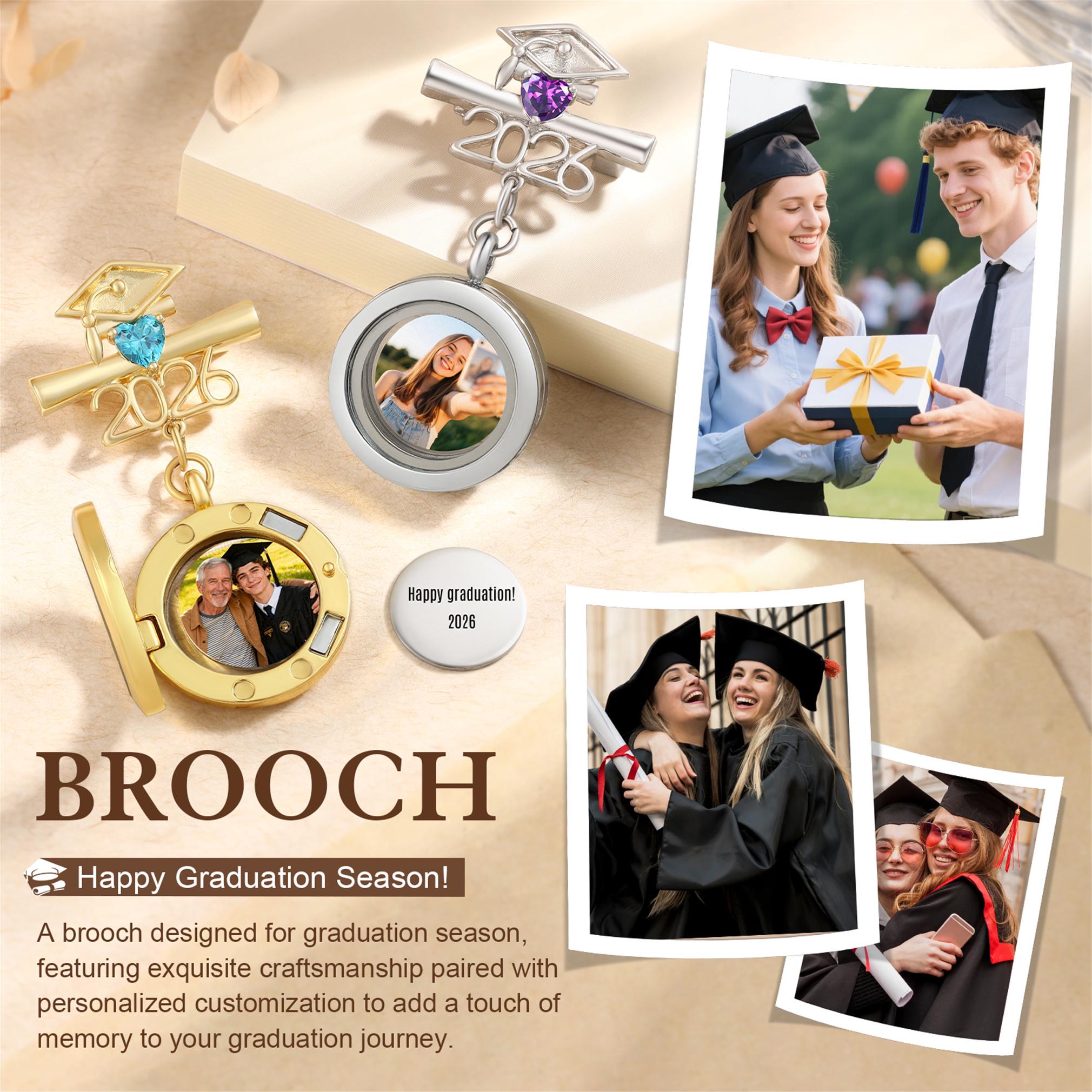 Graduation Brooches Walking With Me Today Graduation Photo Brooch 2026,custom Picture Pin ...