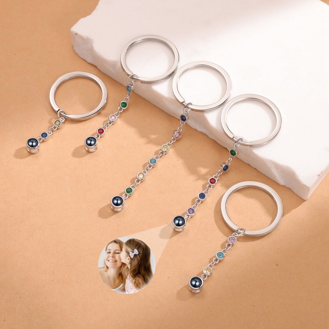 Birthstone Keychain, Personalized Keychain, Photo Projection Keychain ...