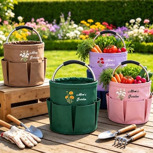 Personalized Garden Tote Bag, Collapsible Oxford Cloth Organizer Tool Bag,Gift for Gardener