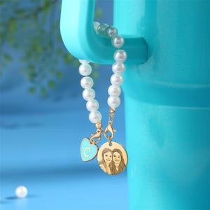 Charm de cuentas de vidrio, imagen personalizada, charm con logotipo de letra, charm impermeable para botella de agua Stanley