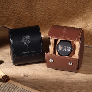 Caja de reloj personalizada para padrinos de boda, caja de reloj de cuero tallado para hombres, caja de reloj de viaje personalizada, soporte de reloj portátil, caja de reloj de cuero genuino