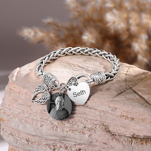 Loss Memorial Jewelry - Photo Bracelet - You'll Always Be In My Heart Bracelet - Expandable Bracelet - Photo Sympathy Gift - Sympathy Gift
