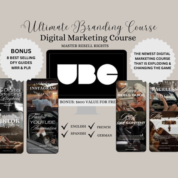 UBC Ultimate Branding Course | Digital Marketing Course | English French Spanish German | Newest Digital Marketing Course | MRR PLR Guide