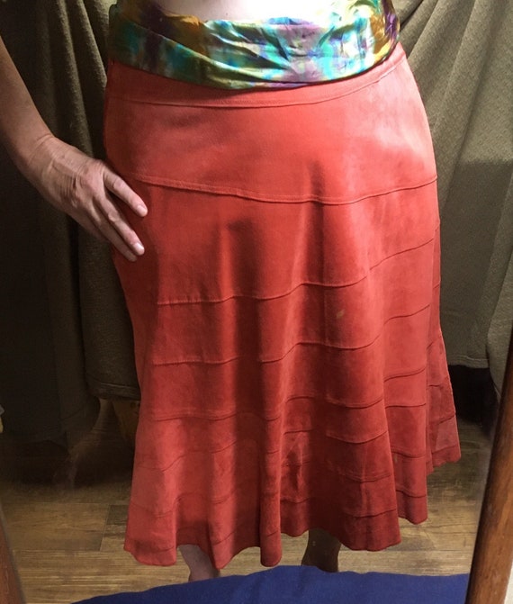 Vintage Red suede skirt