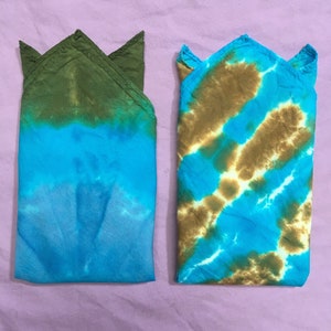 Two zero waste tie dye handkerchiefs