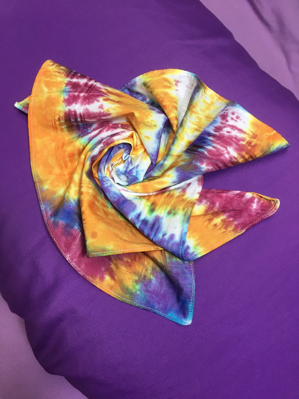 Rainbow Tie Dye Handkerchief Etsy