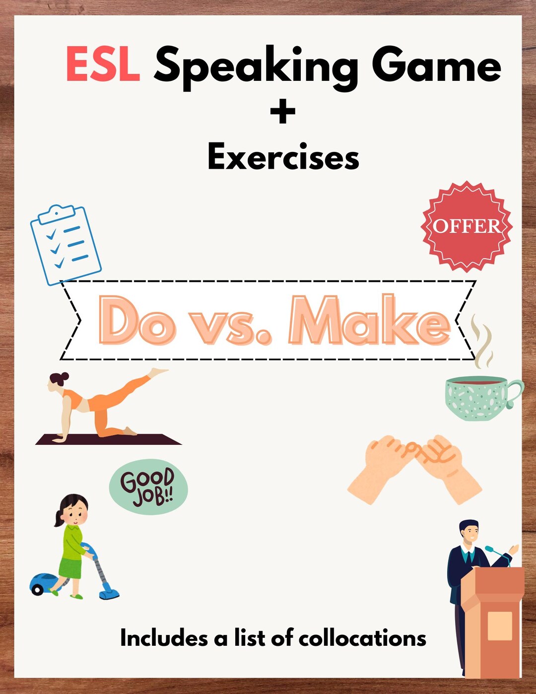 Do Vs. Make ESL Packet | Interactive Speaking Game | Grammar Exercises ...