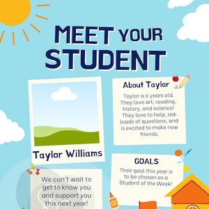 Meet the Student Cards for meet the teacher event or back to school
