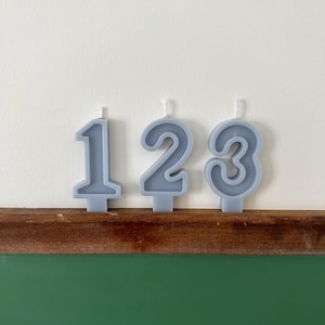 Number Birthday Candles - Baby Blue, Powder, Birthday Party, Cake Candle, Number Candle, Cake Topper, First Birthday