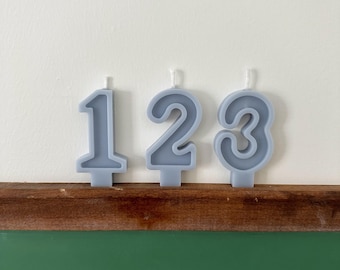 Number Birthday Candles - Baby Blue, Powder, Birthday Party, Cake Candle, Number Candle, Cake Topper, First Birthday