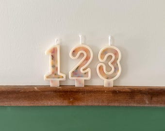 Number Birthday Candles - Pastel Frosting & Sprinkles, Beeswax, Birthday Party, Cake Candle, Number Candle, Cake Topper, First Birthday