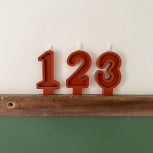 Number Birthday Candles - Rust, Brick, Birthday Party, Cake Candle, Number Candle, Cake Topper, First Birthday