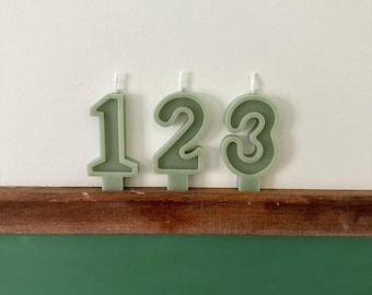 Number Birthday Candles - Sage, Green, Birthday Party, Cake Candle, Number Candle, Cake Topper, First Birthday