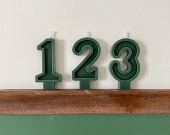 Number Birthday Candles - Emerald, Hunter, Dark Green, Birthday Party, Cake Candle, Number Candle, Cake Topper, First Birthday