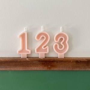 Number Birthday Candles - Baby Pink, Blush, Birthday Party, Cake Candle, Number Candle, Cake Topper, First Birthday