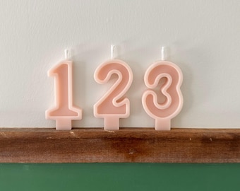 Number Birthday Candles - Baby Pink, Blush, Birthday Party, Cake Candle, Number Candle, Cake Topper, First Birthday