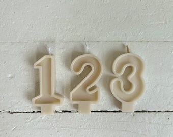 Ivory Number Birthday Candles, Cream, White, Birthday Party, Cake Candle, Number Candle, Cake Topper, First Birthday