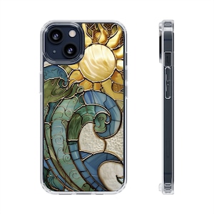 sun and waves Stained Glass Illusion iPhone Case stained glass illusion galaxy phone case waves stained glass illusion