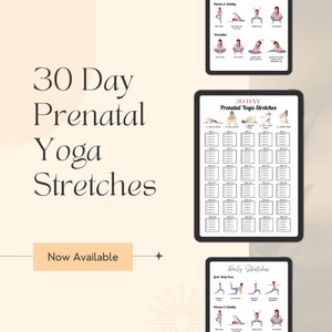 Desafío de ejercicios de yoga prenatal, póster prenatal, regalo para baby shower, póster de ejercicios de yoga prenatal, estiramientos de yoga para el tercer trimestre del embarazo