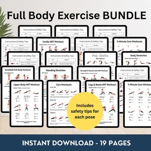Full Body Exercise Workout Bundle, Full Body Core Workout, Fitness Guide, Dumbbell Strength Workout, Workout Template Printable Home Workout