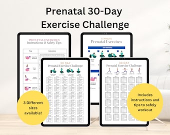Reto de ejercicios prenatales de 30 días, Guía de ejercicios para el embarazo, Guía de ejercicios posparto, Ejercicios prenatales rápidos, Ejercicios de preparación para el parto, Embarazo
